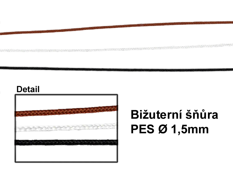Šňůra bižuterní 1,5 mm, nit, pletená polyesterová šňůra PES